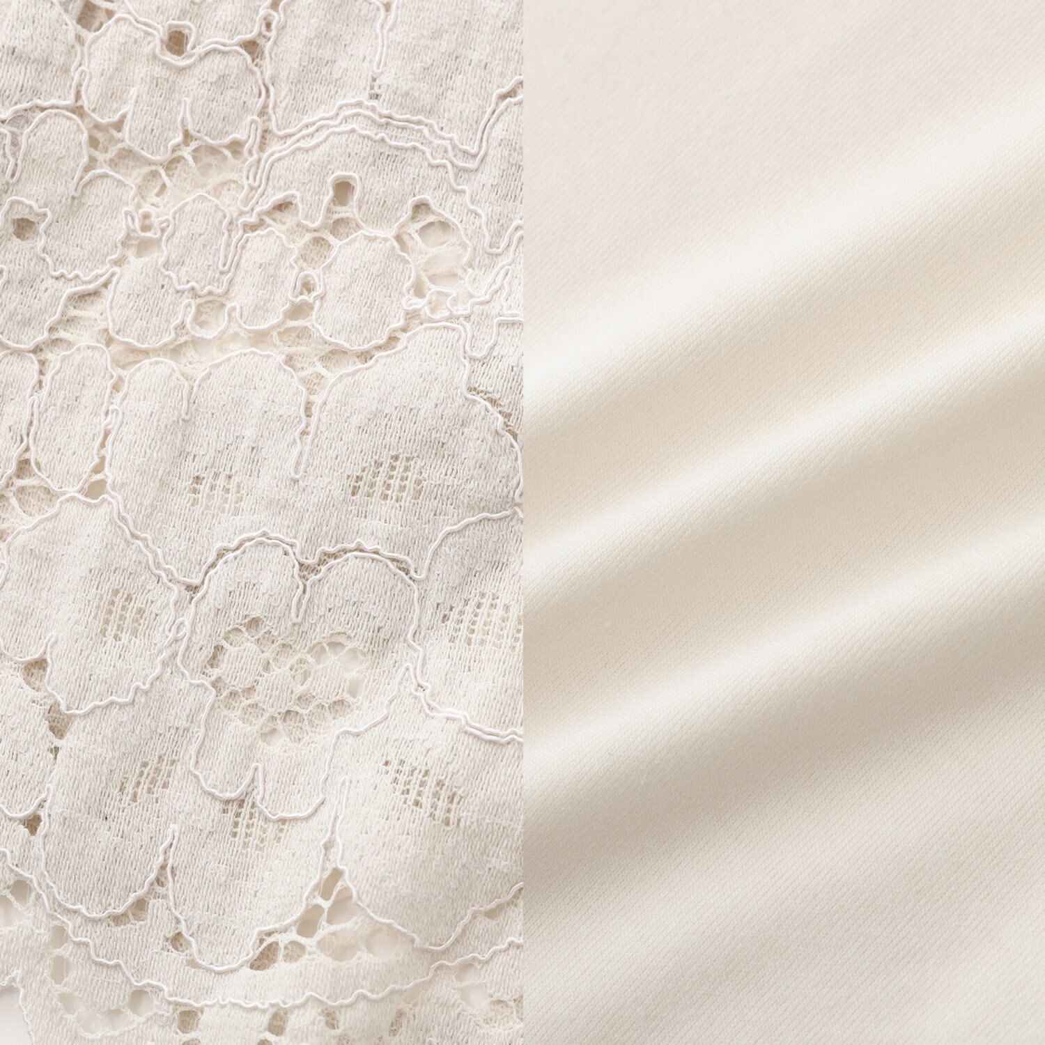 シルバーミントシュガー レース＆フィブリルツイル ブラウス風ベストと ドルマンスリーブ デザインプルオーバー アンサンブル