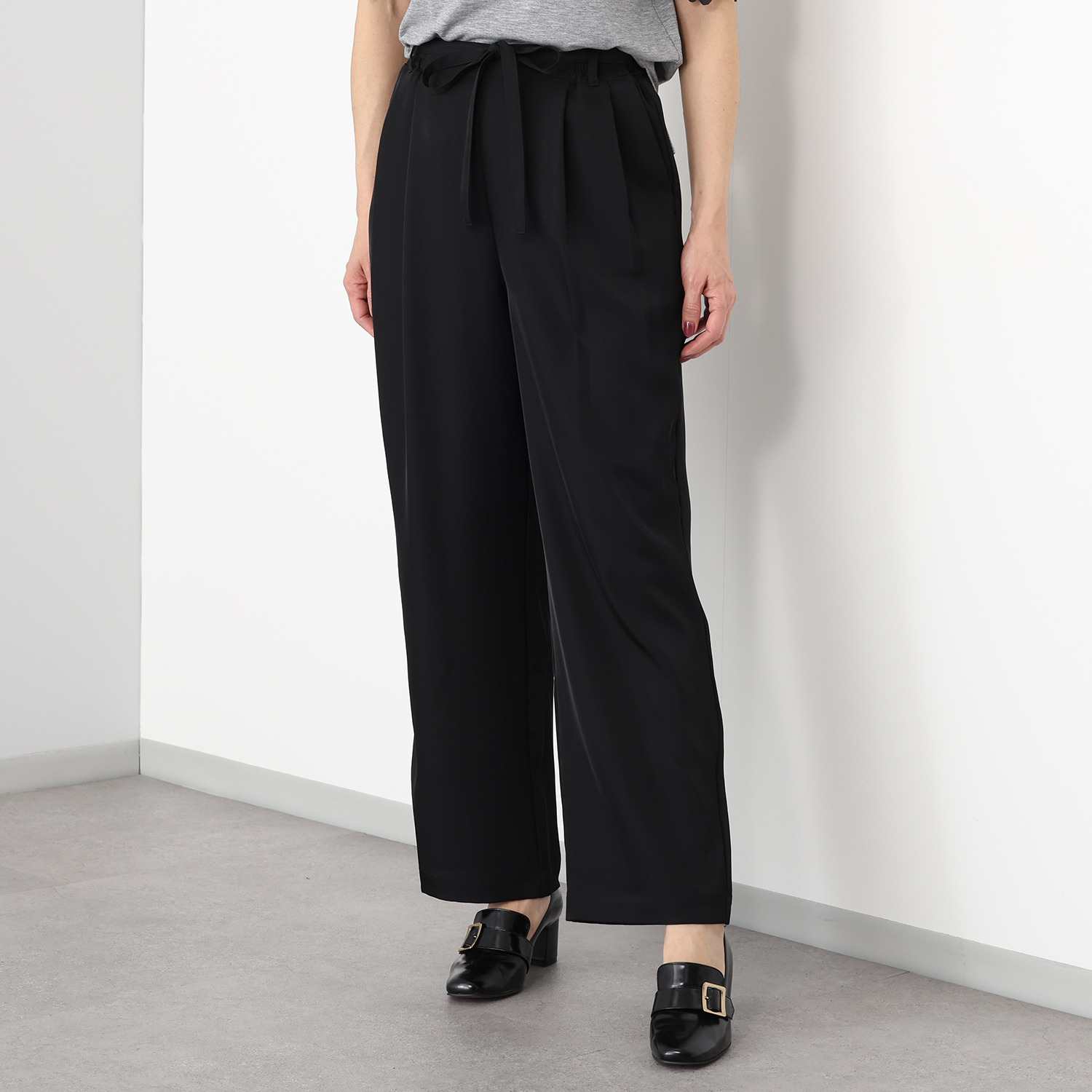 シルバーミントシュガー 共布ひも付 フィブリル合繊 ２タックパンツ