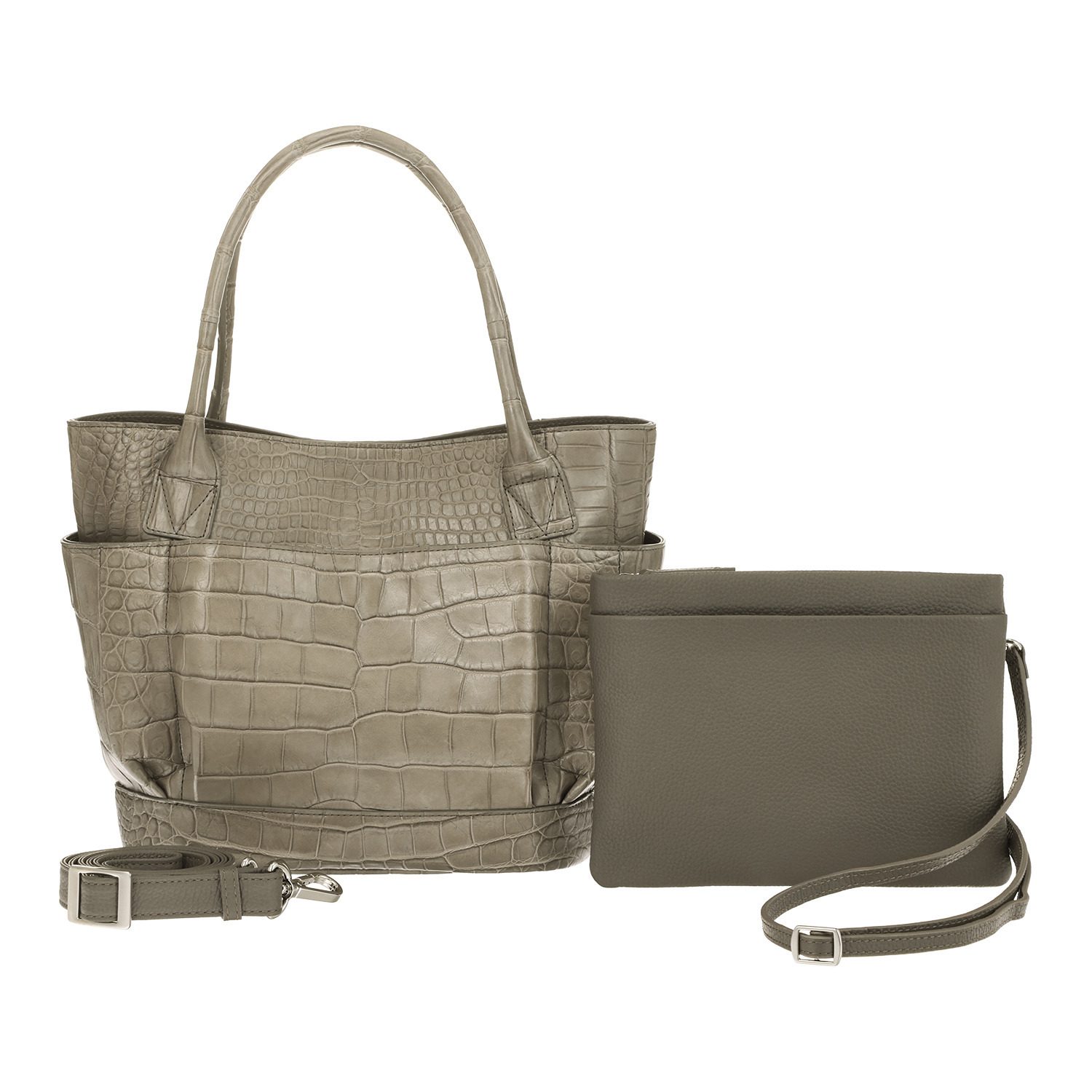 アルムコ マットクロコダイル トートバッグ＆ イタリアンレザー ポシェット