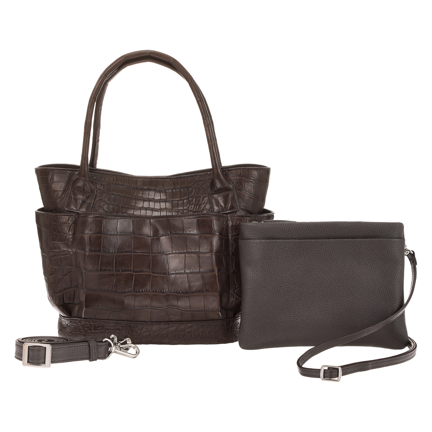 アルムコ マットクロコダイル トートバッグ＆ イタリアンレザー ポシェット