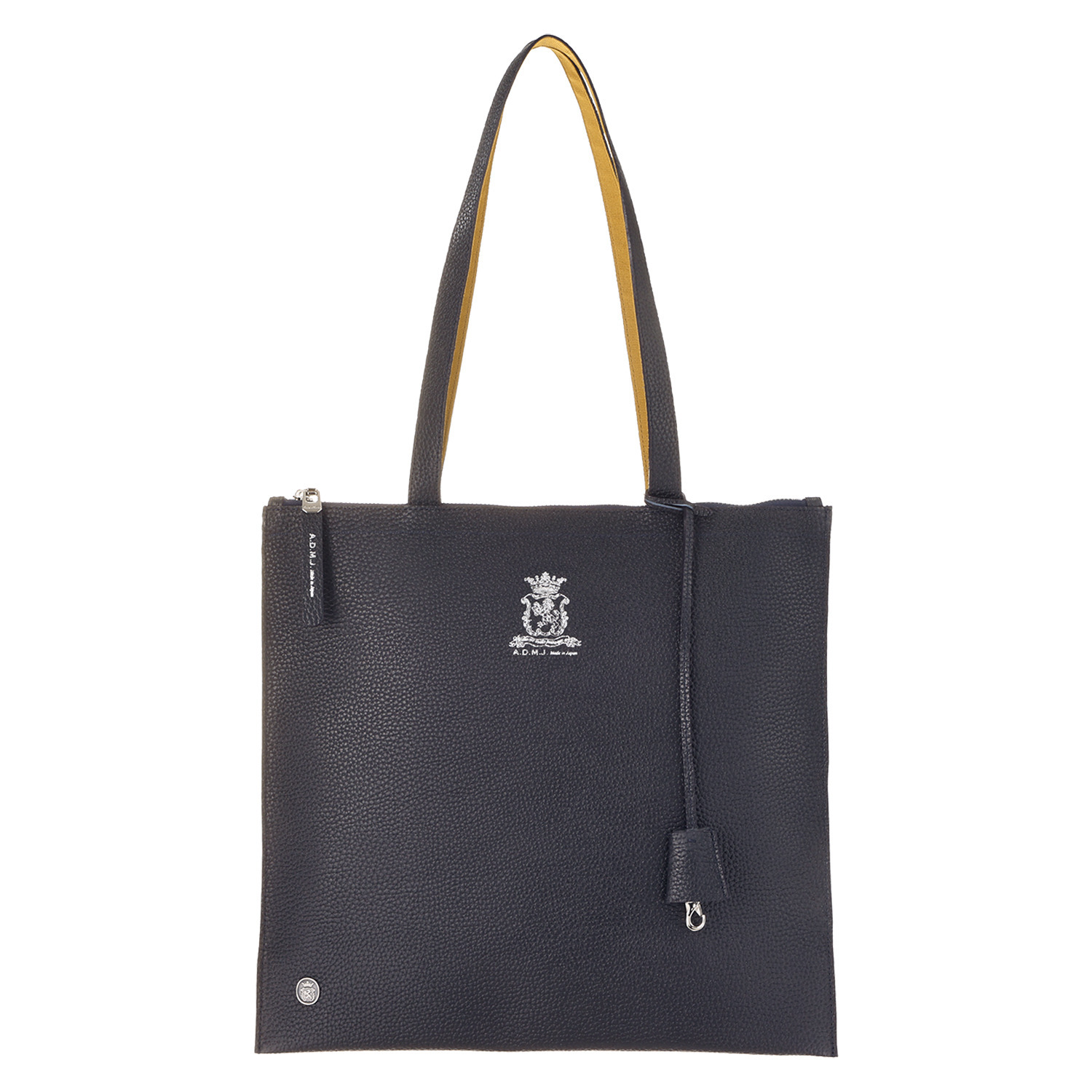 エーディーエムジェイ 牛革シュリンク型押し スリムショルダー トートバッグ＜Ｍ＞ 