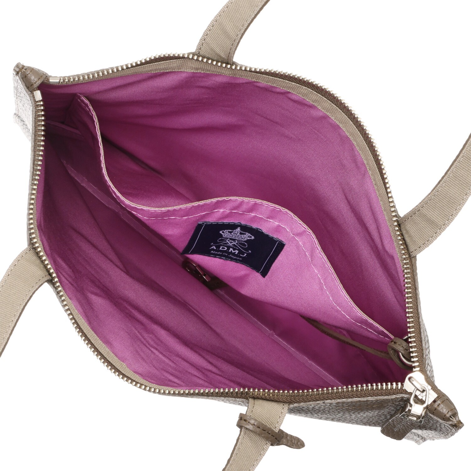 エーディーエムジェイ 牛革シュリンク型押し スリムショルダー トートバッグ＜Ｍ＞ 