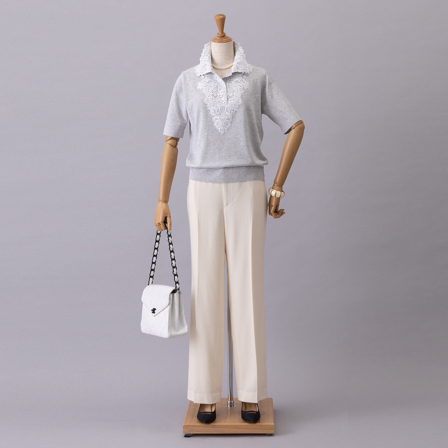 アズイズ　ビーマイセルフ バイ　ネイチャーズ レース使い ポロ襟プルオーバー