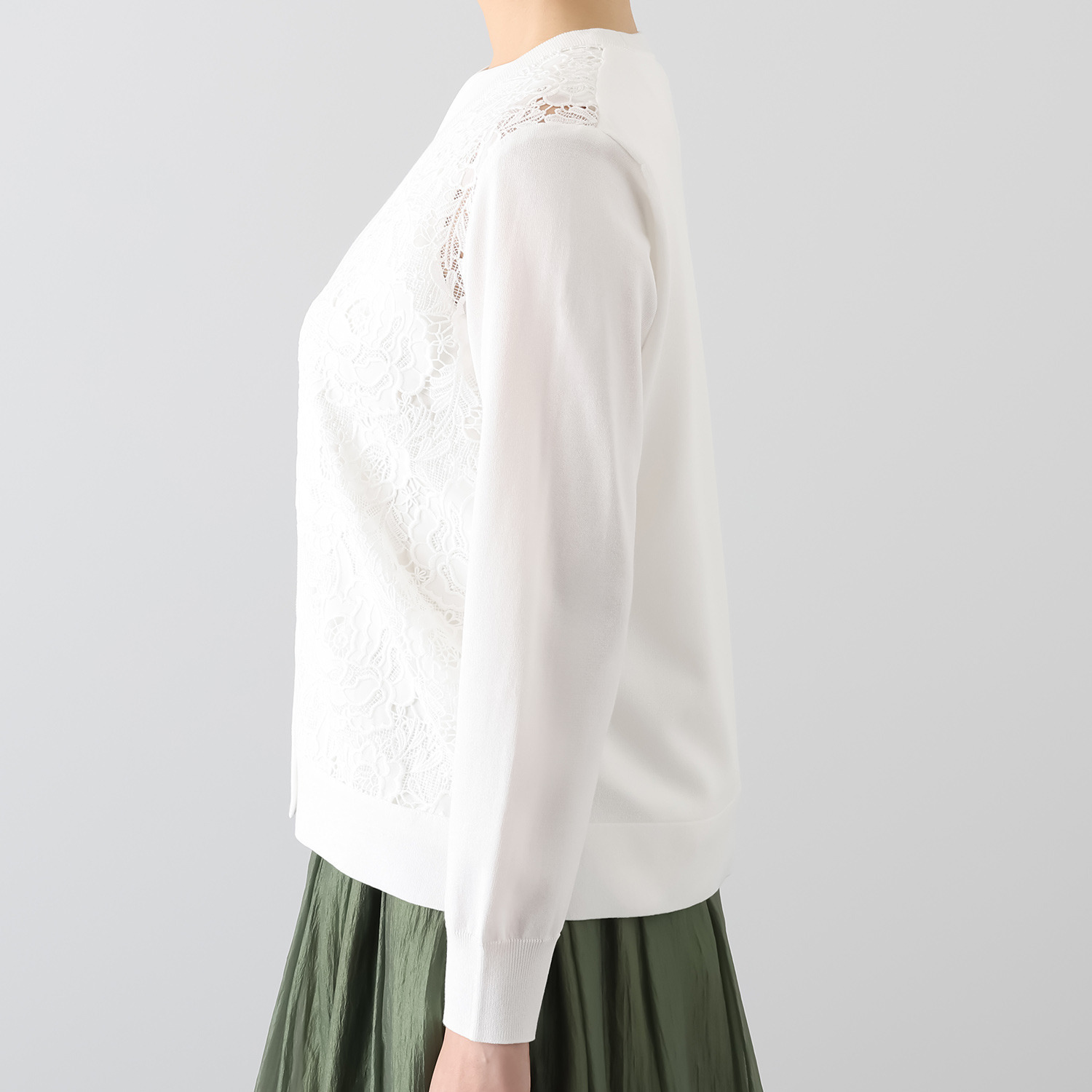 アズイズ　ビーマイセルフ バイ　ネイチャーズ エンブロイダリー レース使い カーディガン