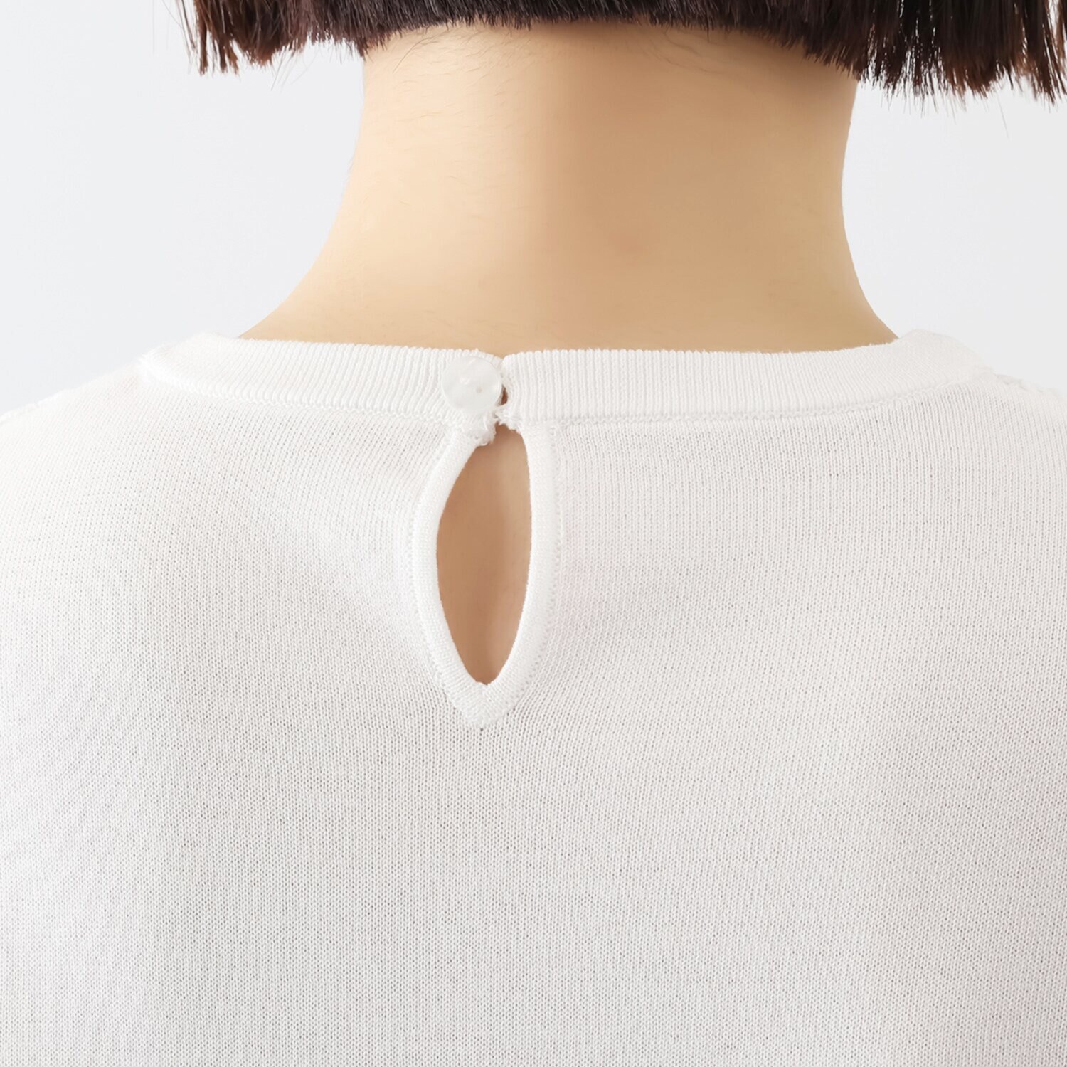 アズイズ　ビーマイセルフ バイ　ネイチャーズ エンブロイダリー レース使い 五分袖プルオーバー