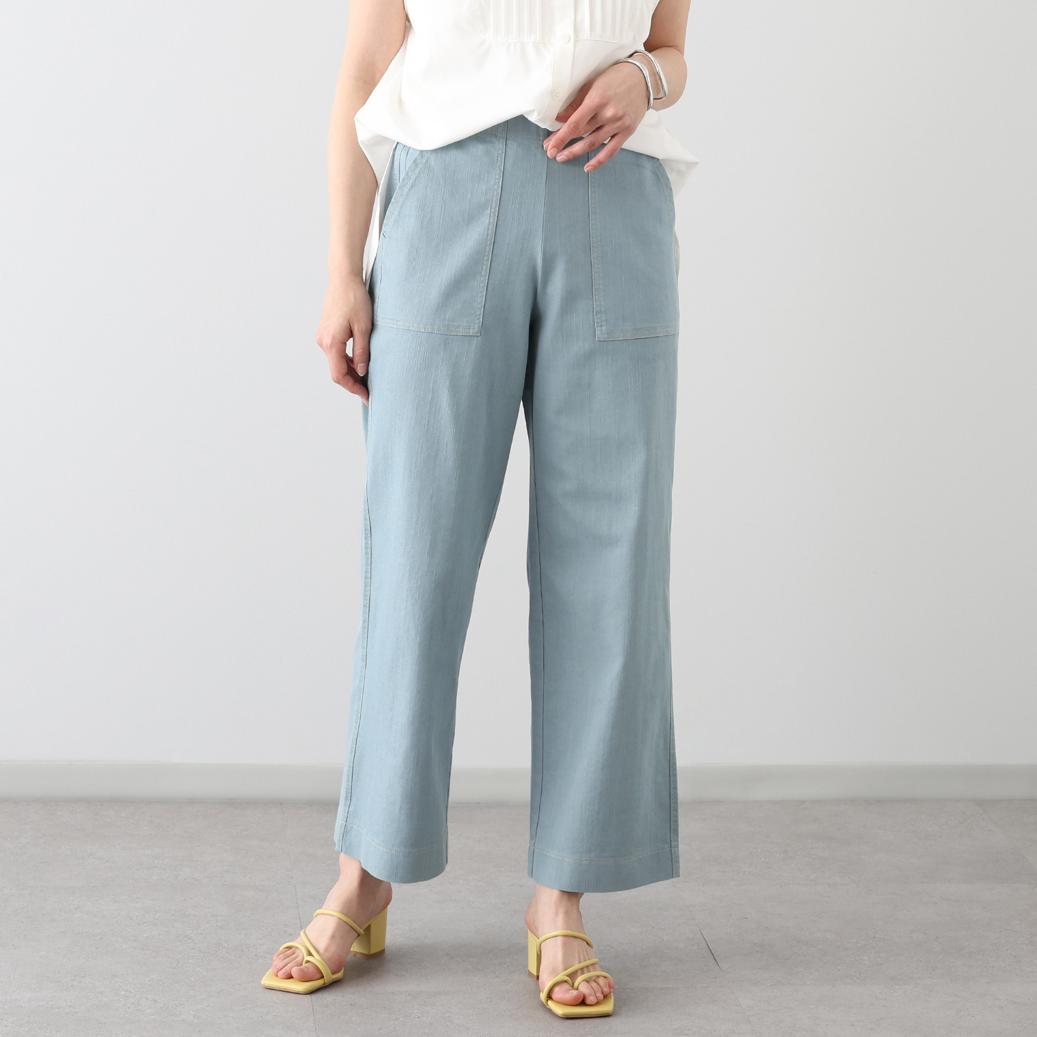 アトリエール 接触冷感・ＵＶカット コットン混 ベイカーワイドパンツ