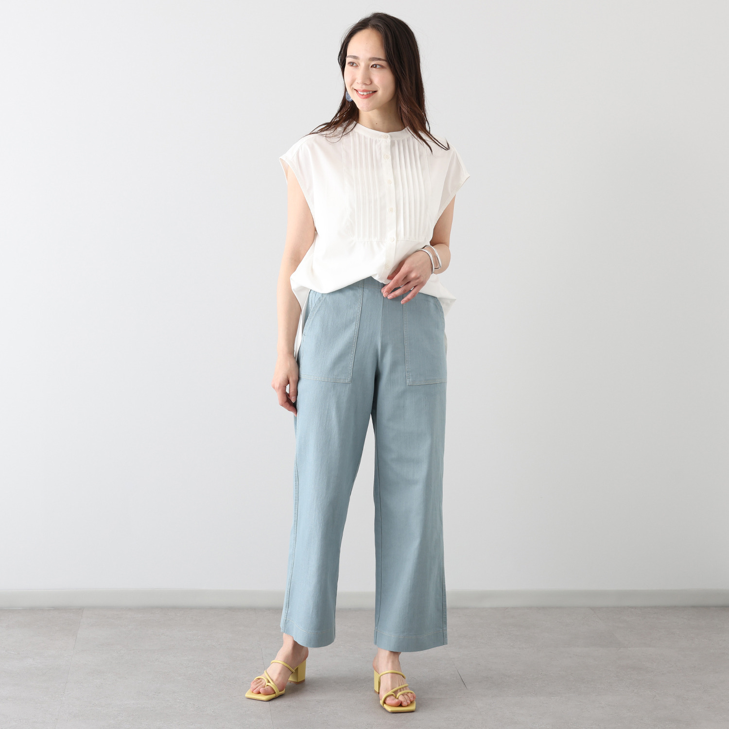 アトリエール 接触冷感・ＵＶカット コットン混 ベイカーワイドパンツ