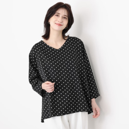 元町ゼラール ドットサテン ２ウェイブラウス ＜大きいサイズ＞