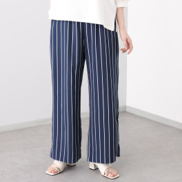 元町ゼラール ストライプ イージーパンツ ＜大きいサイズ＞