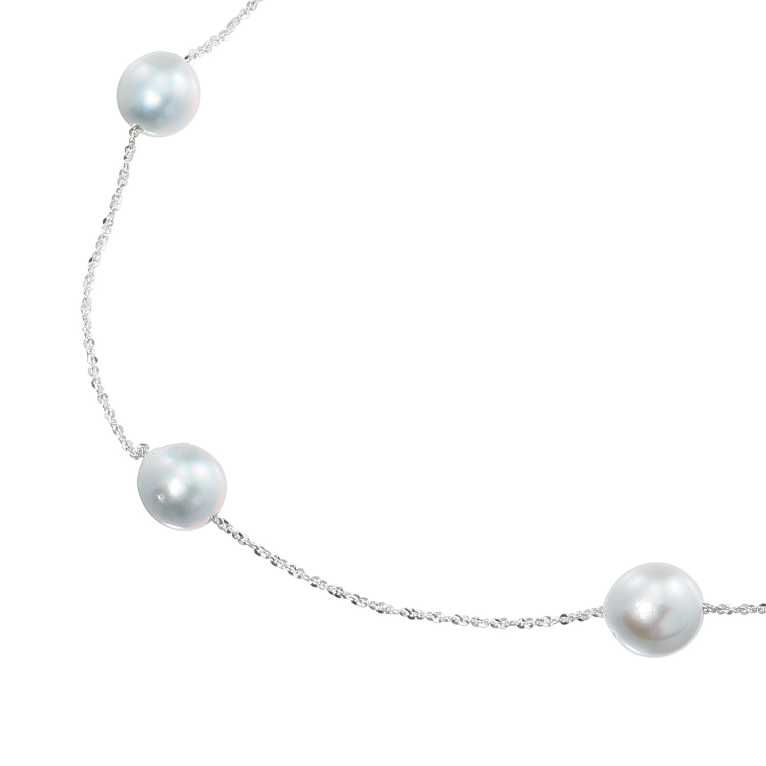 ペルラモーダ シルバー 国産無調色越物 ナチュラルブルーグレー アコヤパール ロングネックレス