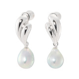 ペルラモーダ シルバー 国産無調色越物 ナチュラルブルーグレー アコヤパール イヤリング