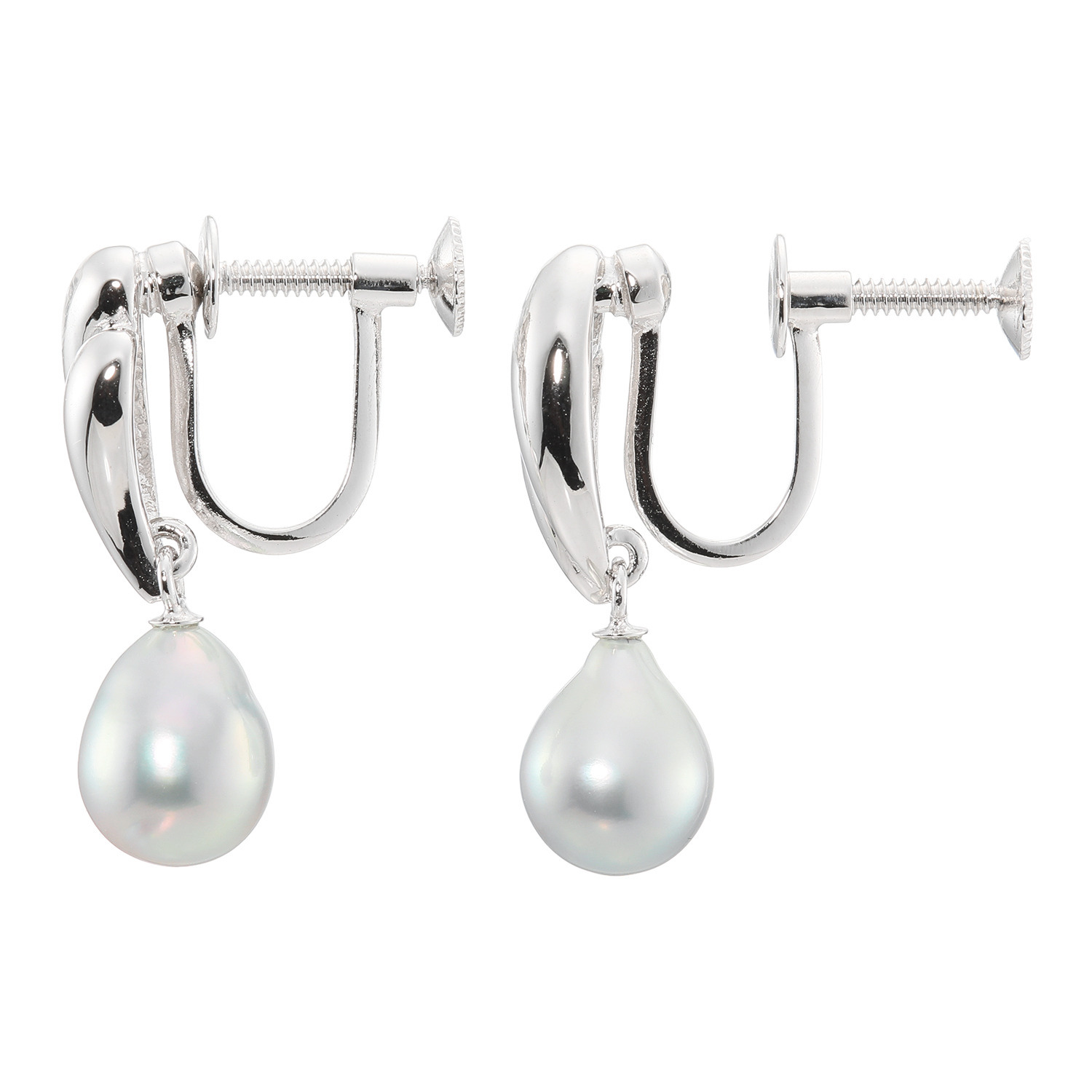 ペルラモーダ シルバー 国産無調色越物 ナチュラルブルーグレー アコヤパール イヤリング