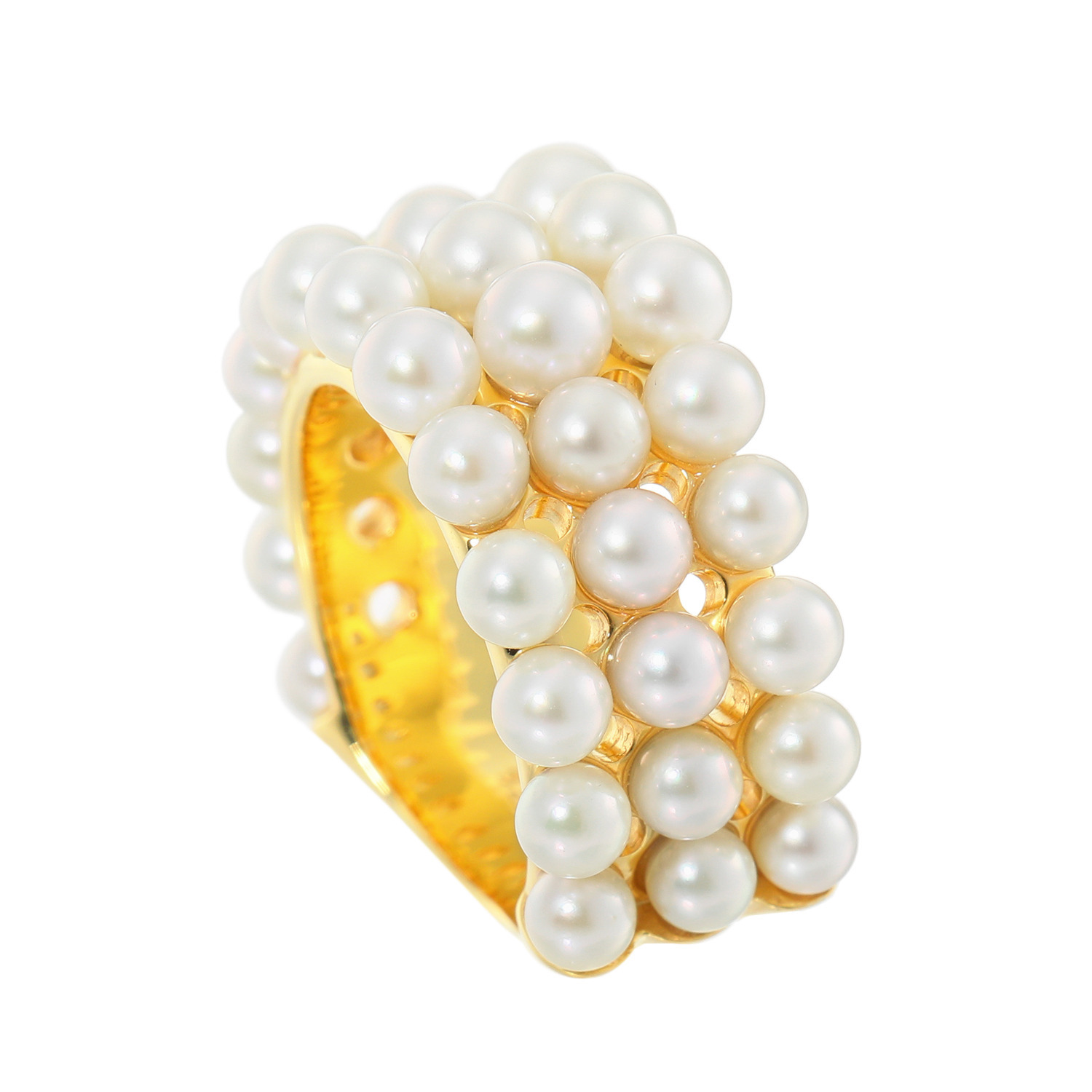 ペルラモーダ シルバー 無調色 ベビーアコヤパール ３連リング