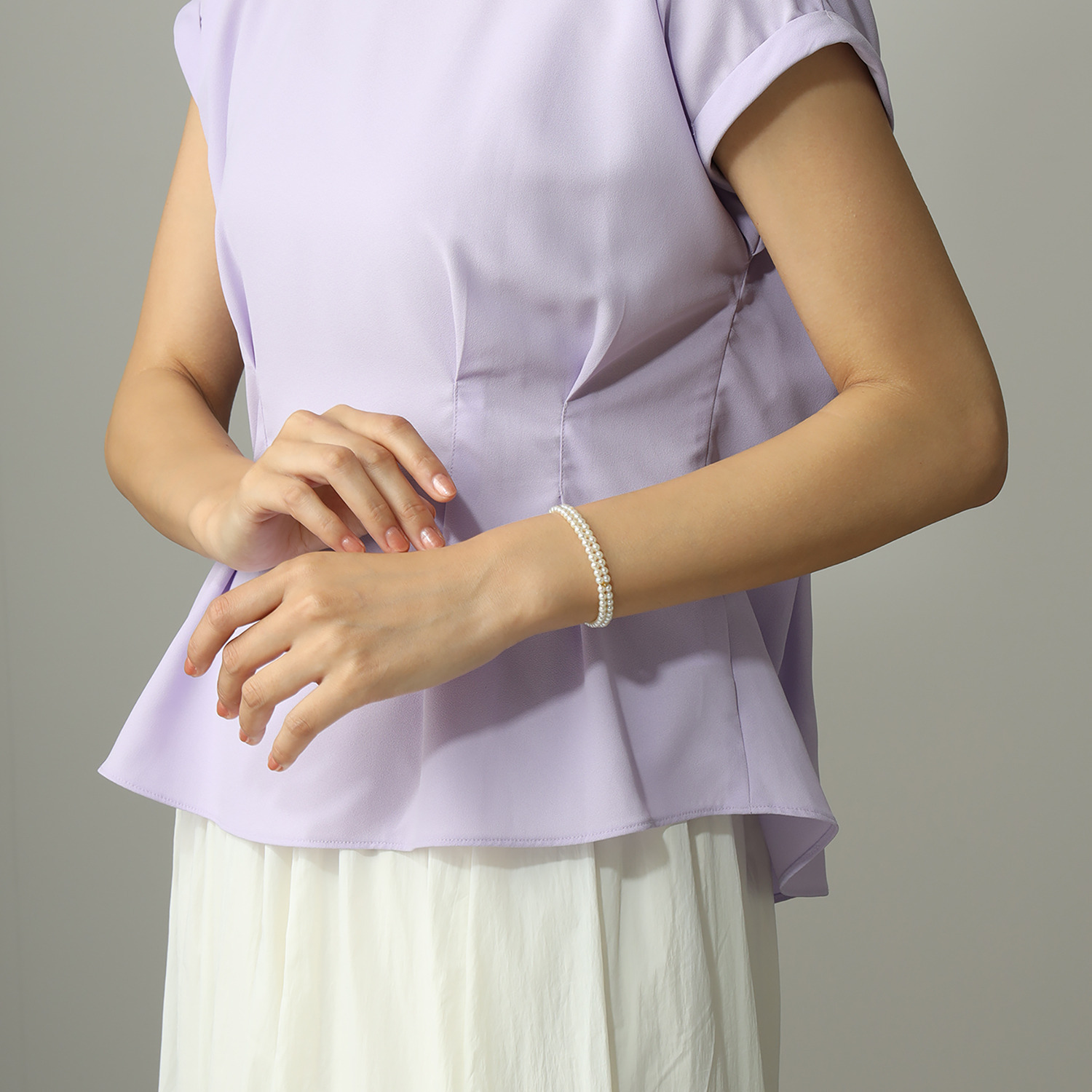 ペルラモーダ シルバー 無調色 ベビーアコヤパール ２連バングル