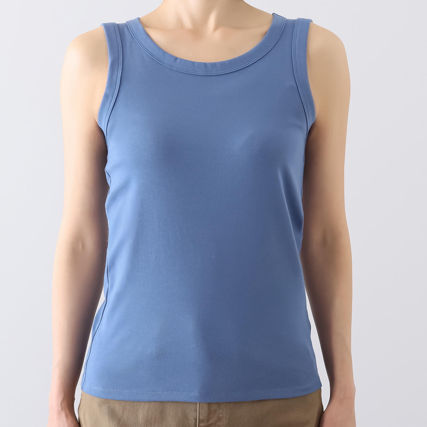 アントワブラン コットン混ストレッチ リブ編 タンクトップ