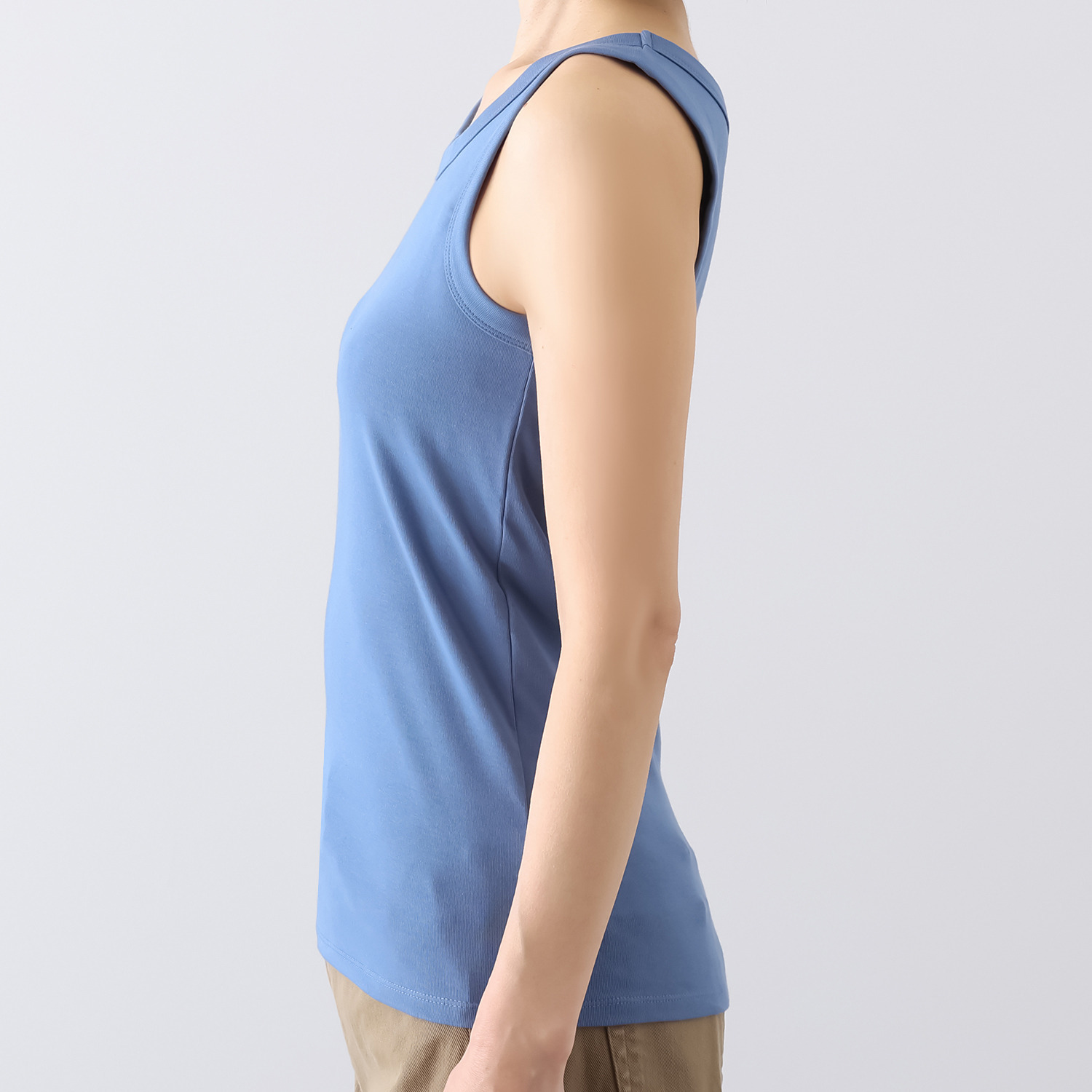 アントワブラン コットン混ストレッチ リブ編 タンクトップ