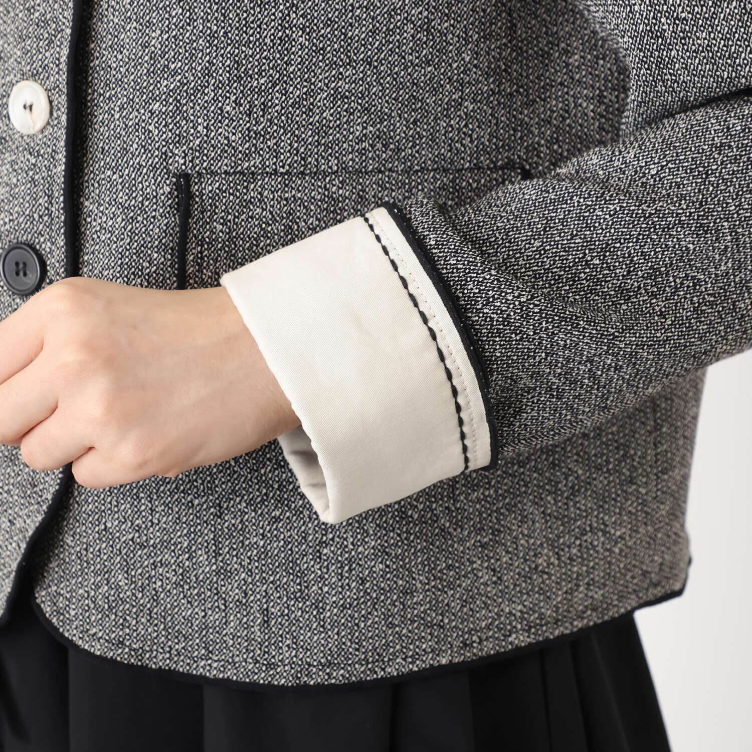 ベルポニー 折り返しデザインカフス ノーカラージャケット