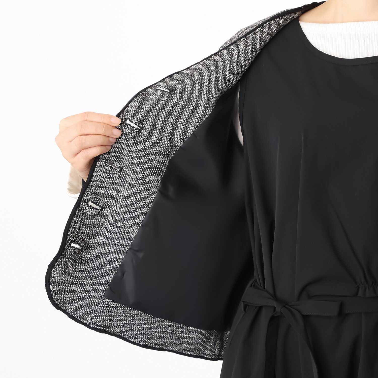 ベルポニー 折り返しデザインカフス ノーカラージャケット