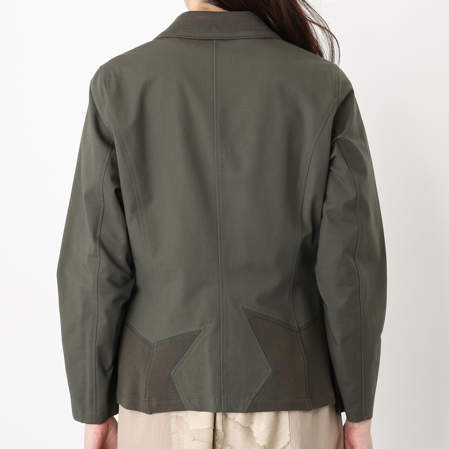 ヨシヨシ バイ　ピージェイ 異素材切替 テーラードカラー デザインジャケット