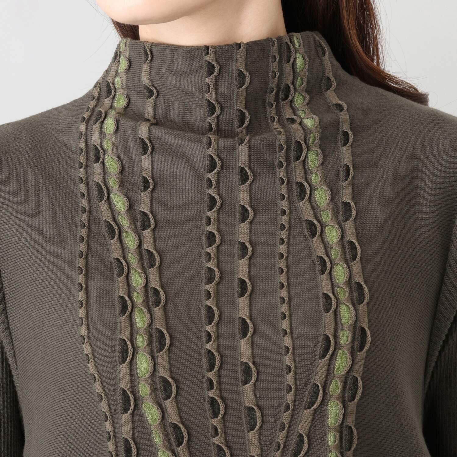 ヨシヨシ バイ　ピージェイ 異素材使い 上下切替 デザインワンピース