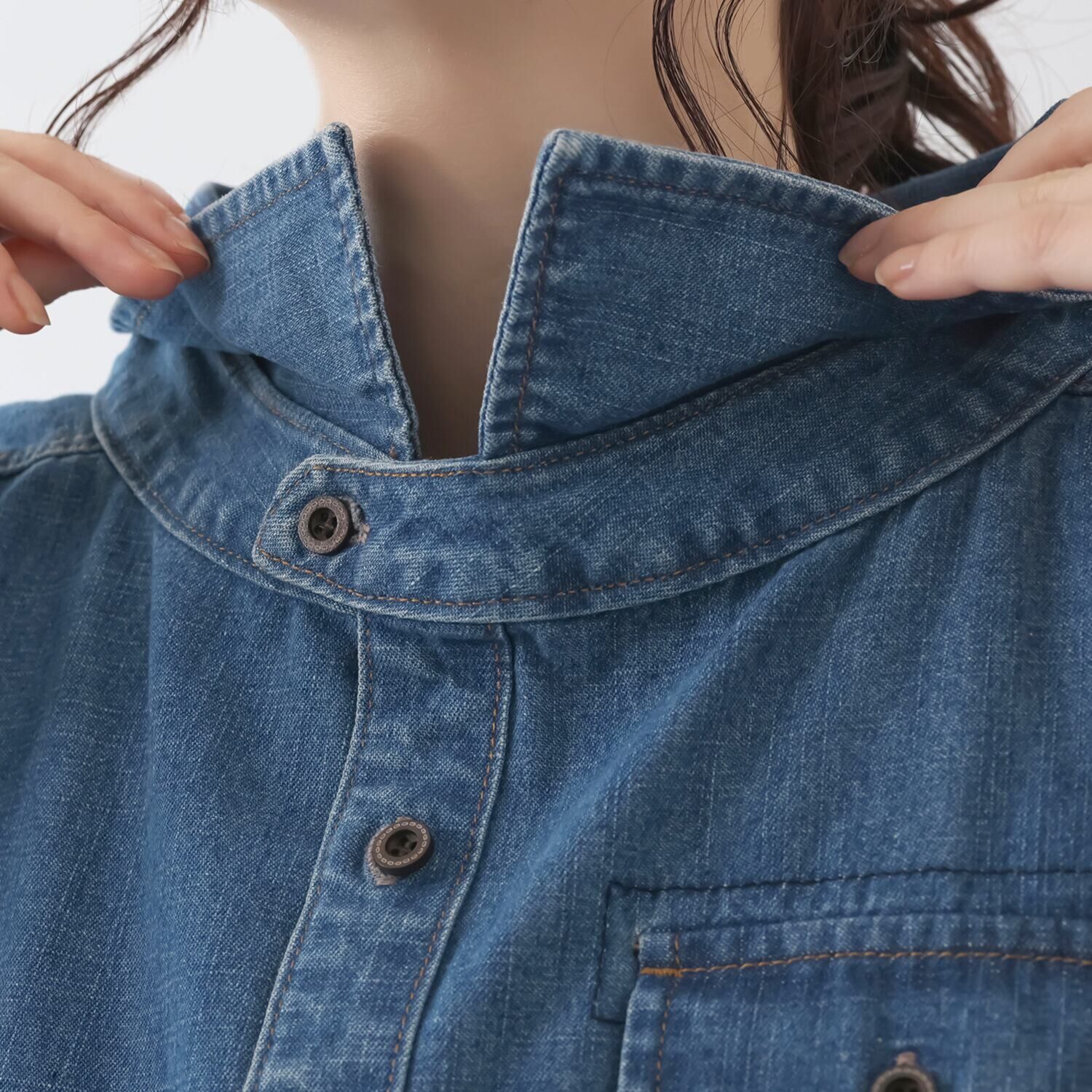 ワンピース セレクト　バイ　カワル デニムなのに柔らか！ 身頃たっぷり 体形カバー 変形デニムジャケット