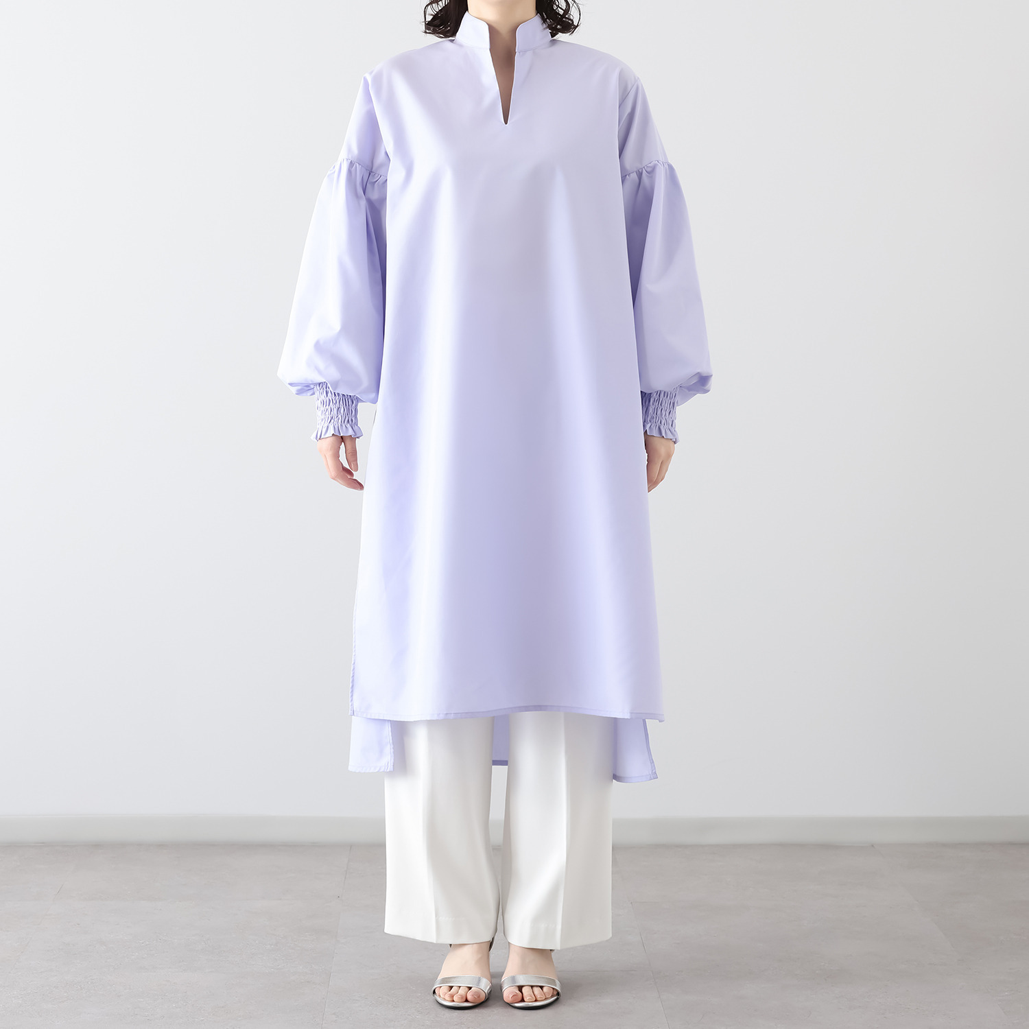 ワンピース セレクト　バイ　カワル ぽわん袖が着映えする！ シワになりにくい チュニックワンピース