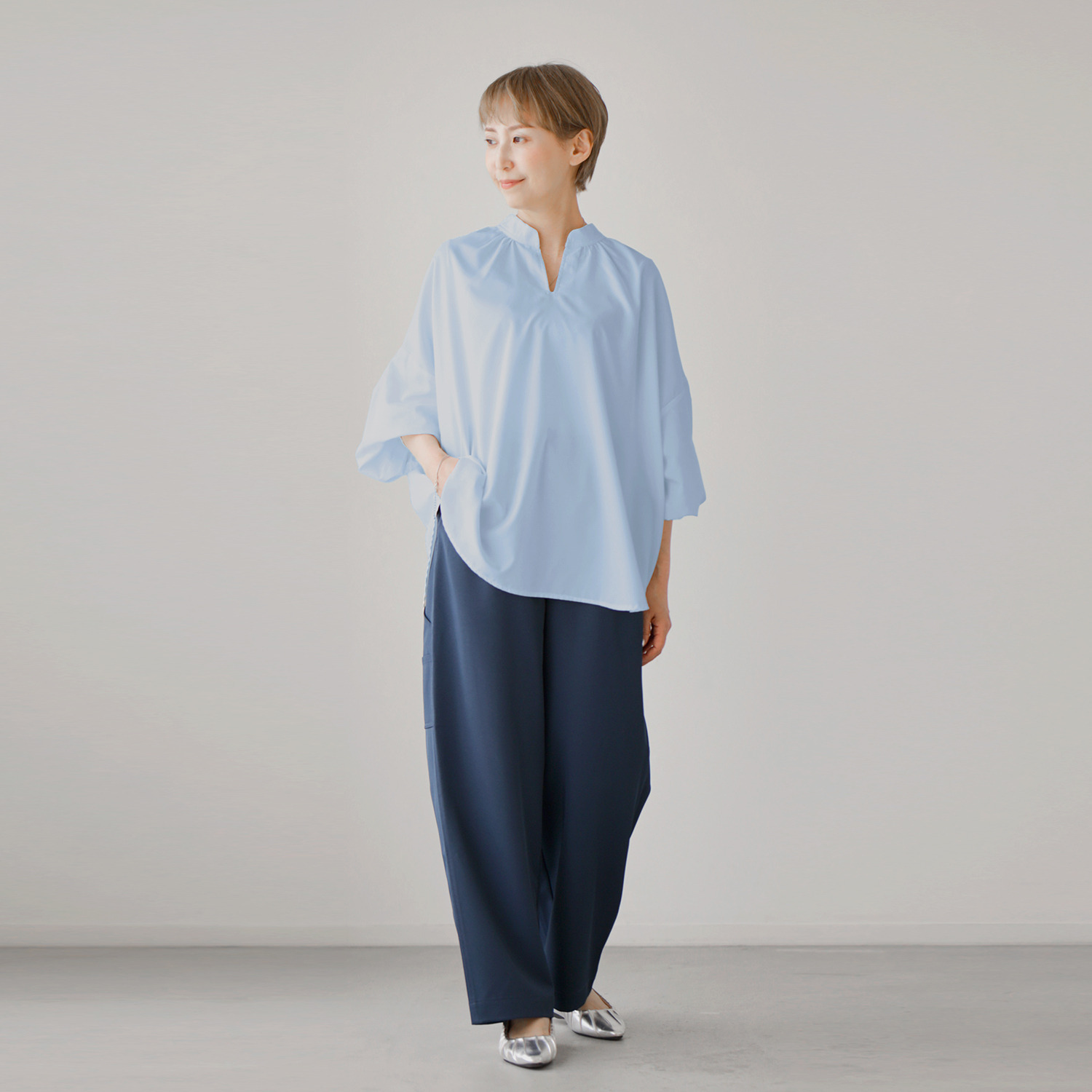 ワンピース セレクト　バイ　カワル さらっと快適！ 脚のラインを拾いにくい 美しいシルエット ペインターパンツ