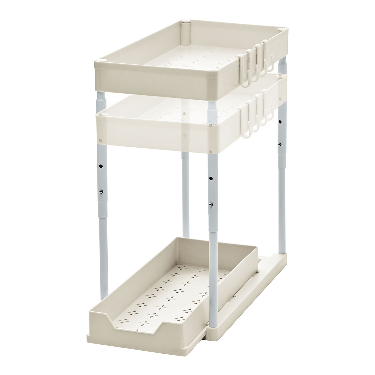 高さ調節できる シンク下収納ラック＆ ３ＷＡＹ フライパンスタンドセット