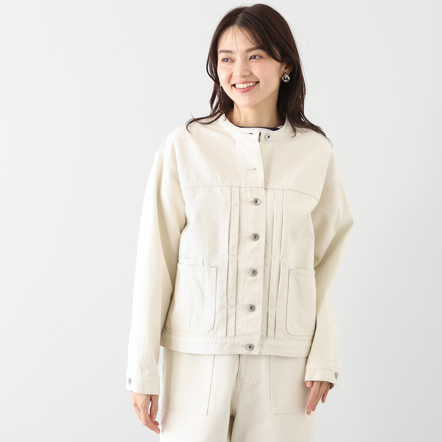 紺屋イチガントウキョウ ライトオンスデニム ノーカラージャケット