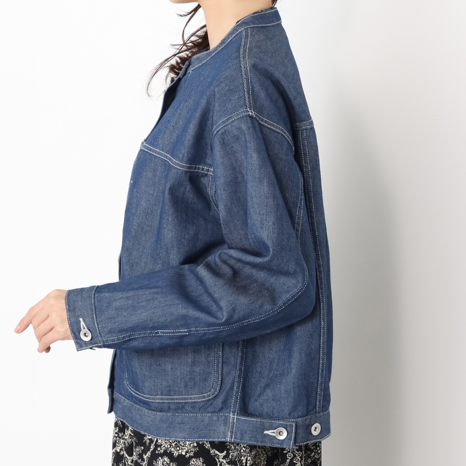 紺屋イチガントウキョウ ライトオンスデニム ノーカラージャケット