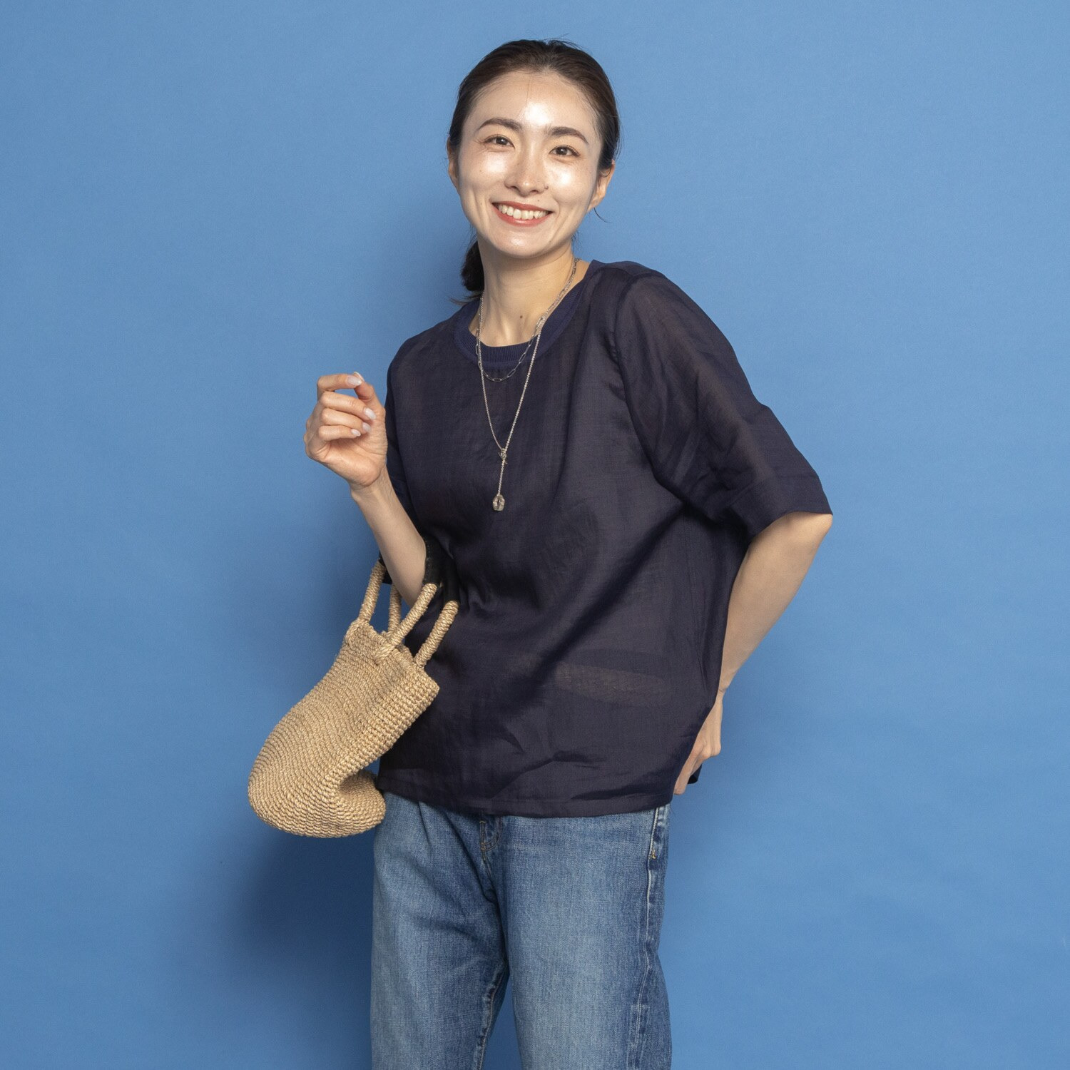 レア　ジェム プレミアムラミーの 極上の涼しさを感じる ブラウスＴシャツ