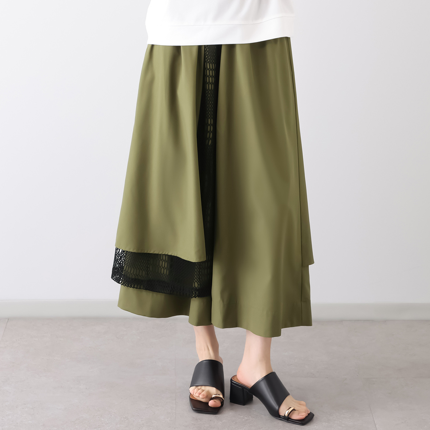 ラブソル アシンメトリーデザイン メッシュアクセントパンツ