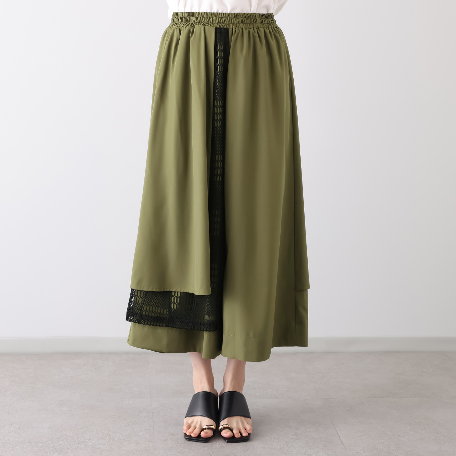 ラブソル アシンメトリーデザイン メッシュアクセントパンツ