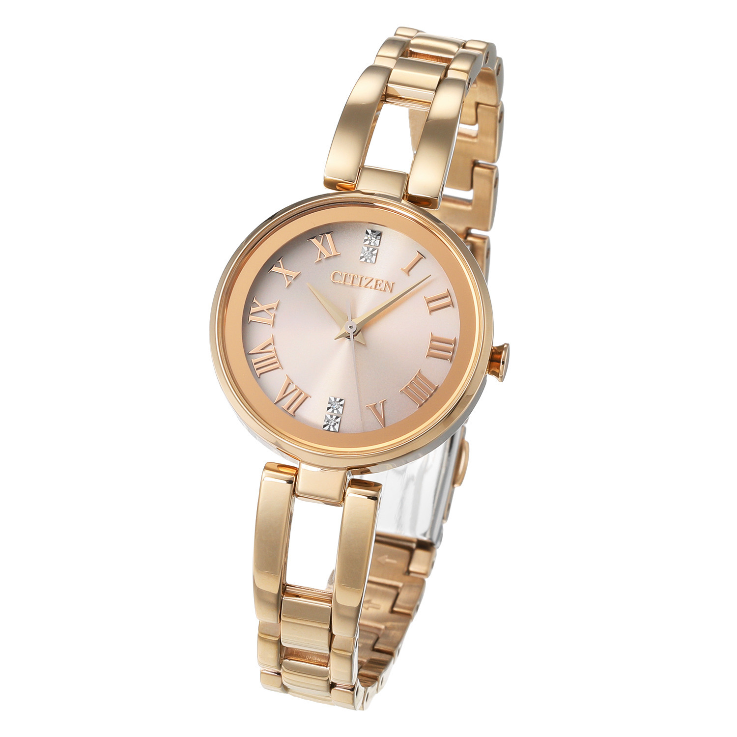 シチズン ４ポイントダイヤモンド ラウンドフェイス ソーラーウォッチ