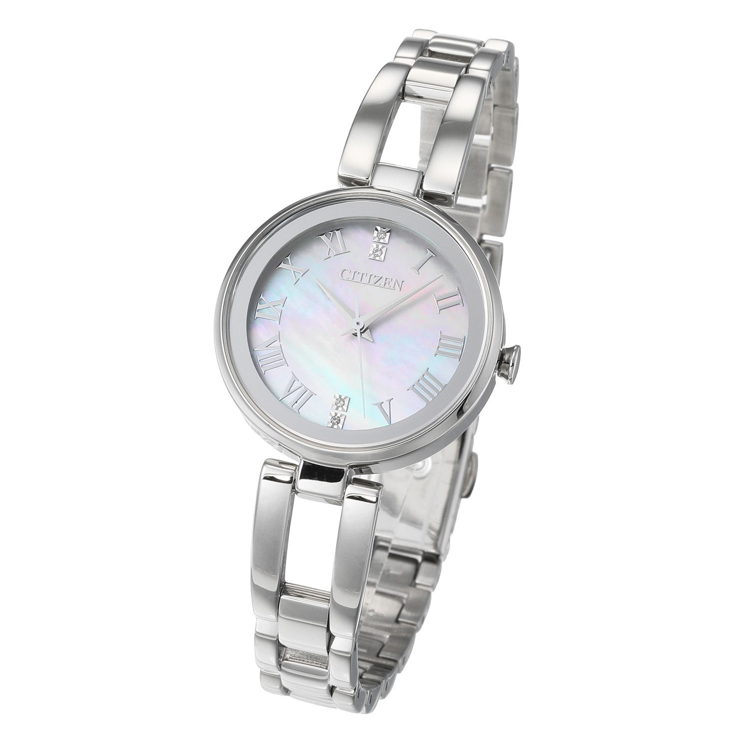 シチズン ４ポイントダイヤモンド ラウンドフェイス ソーラーウォッチ