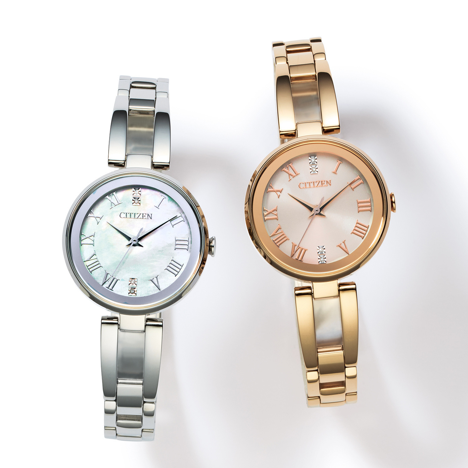 シチズン ４ポイントダイヤモンド ラウンドフェイス ソーラーウォッチ