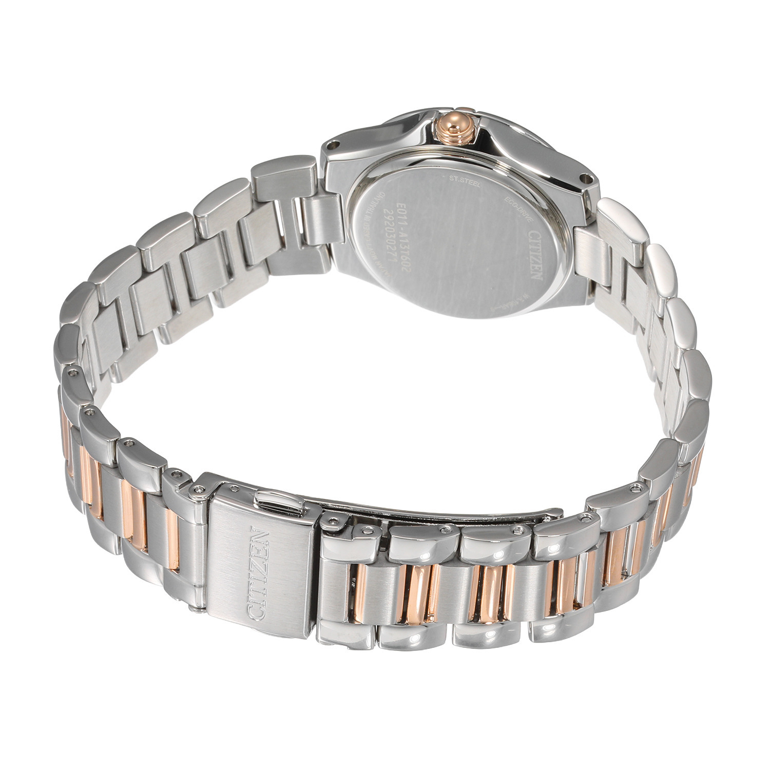 シチズン ３ポイントダイヤモンド ラウンドフェイス コンビメタルバンド ソーラーウォッチ ＜ブラウン＞