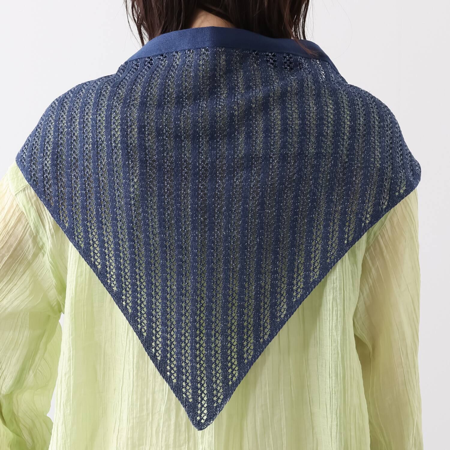 ベル・モード 日本製 綿混スクエアレースの 三角ニットストール