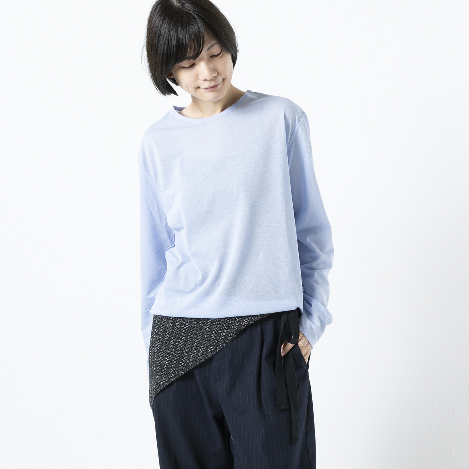 ベル・モード 日本製 綿混スクエアレースの 三角ニットストール