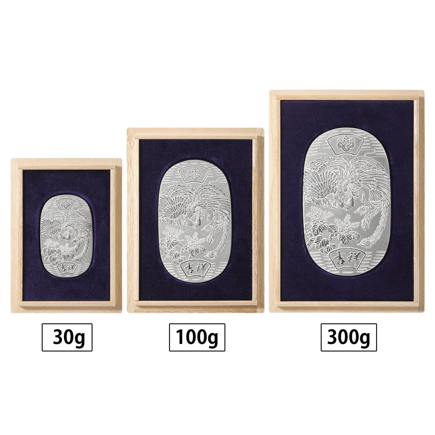 光則 純銀製 インゴット大判 “鳳凰と桐” ＜１００ｇ＞