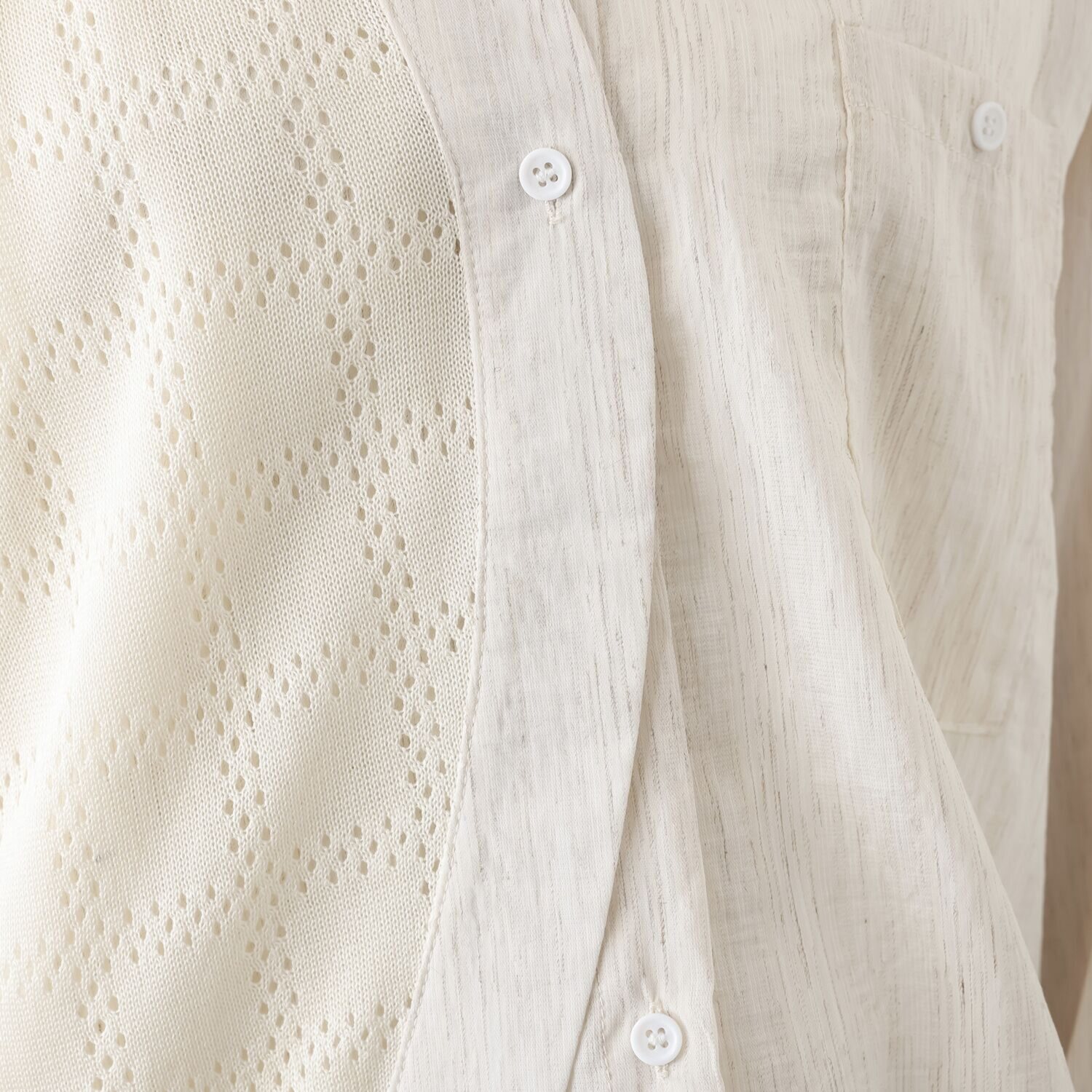 プラスエム 異素材使い デザインシャツ