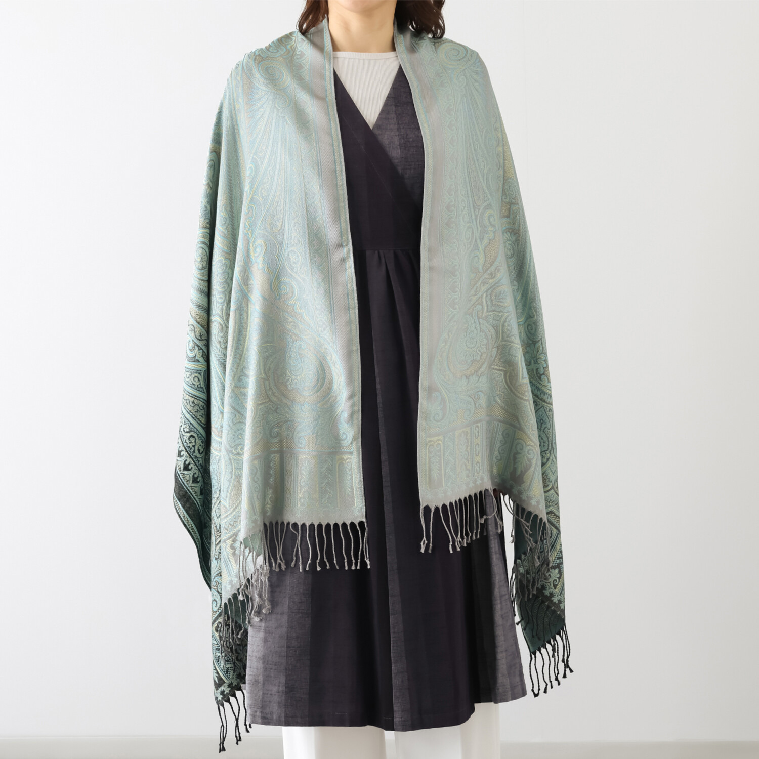 おぼろ織 シルク１００％ ストール ＜ペイズリー柄＞