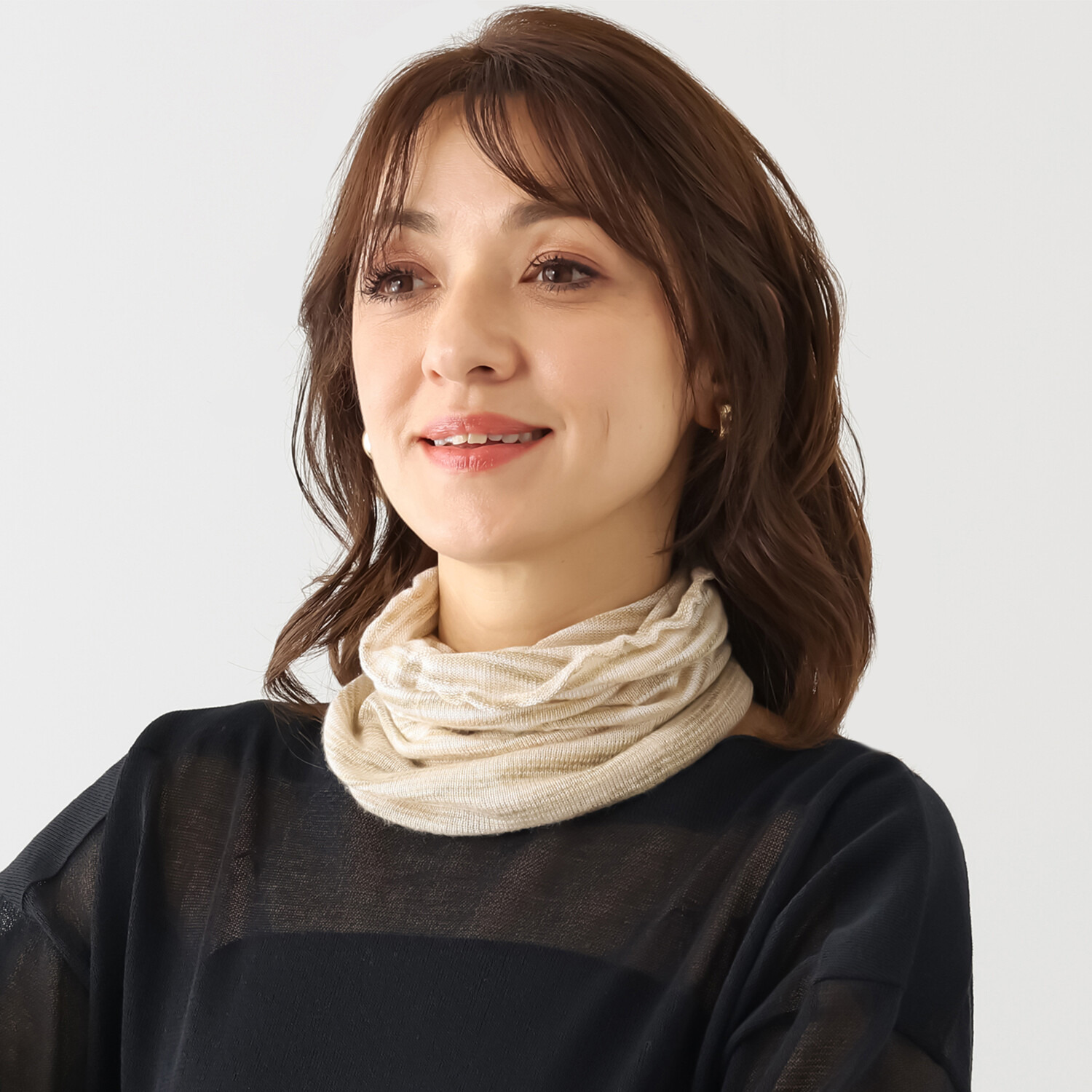 シルクに夢中 かすり糸で編んだ シルク１００％ ネックウォーマー