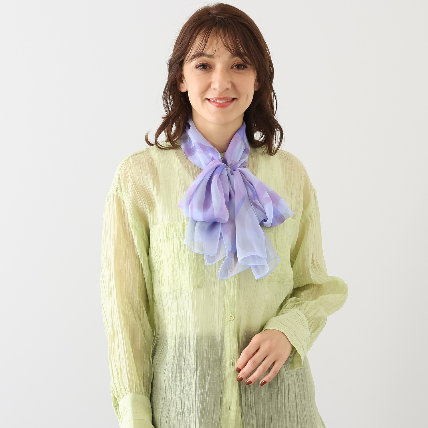 シルクに夢中 リング付 シルク１００％ ロングスカーフ