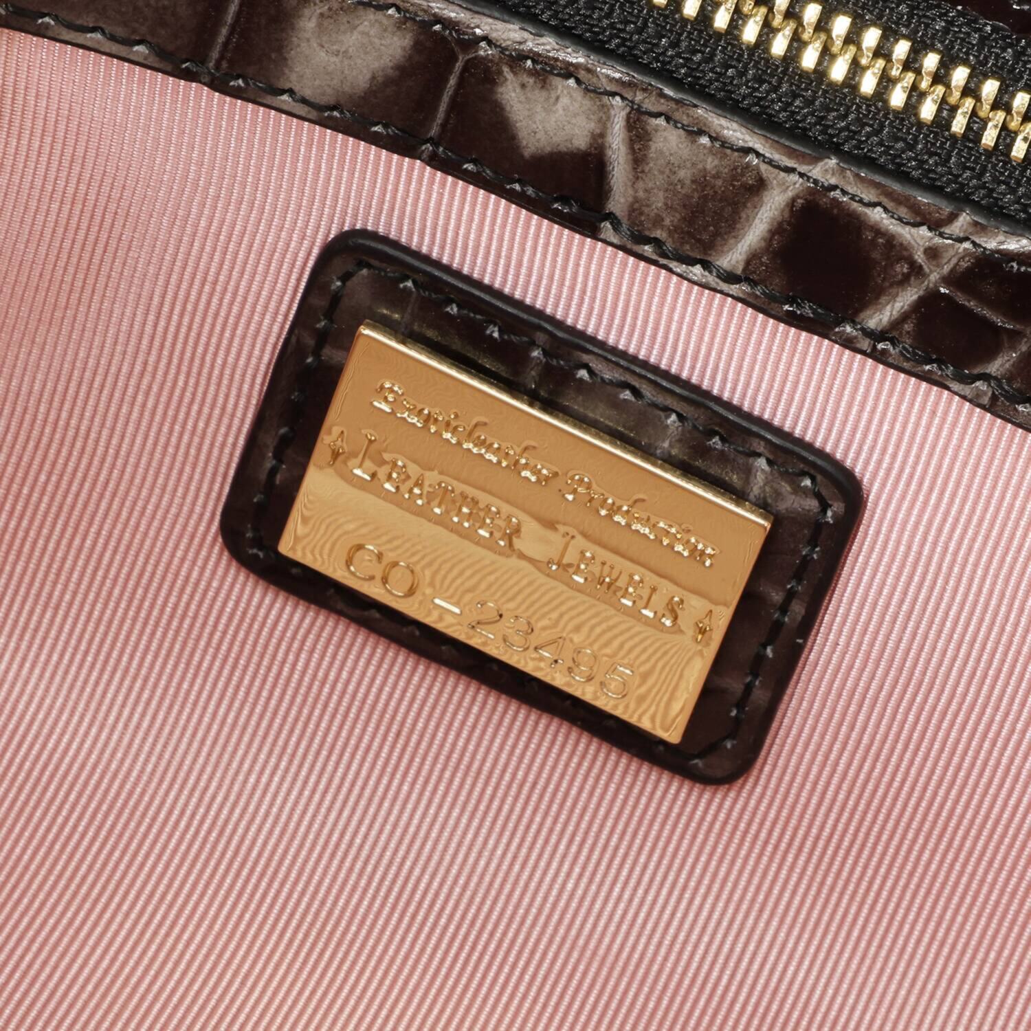 レザージュエルズ ギャレリア　ココリュクス イタリアンレザー ゼブラプリント フラワーモティーフ ２ウェイバッグ