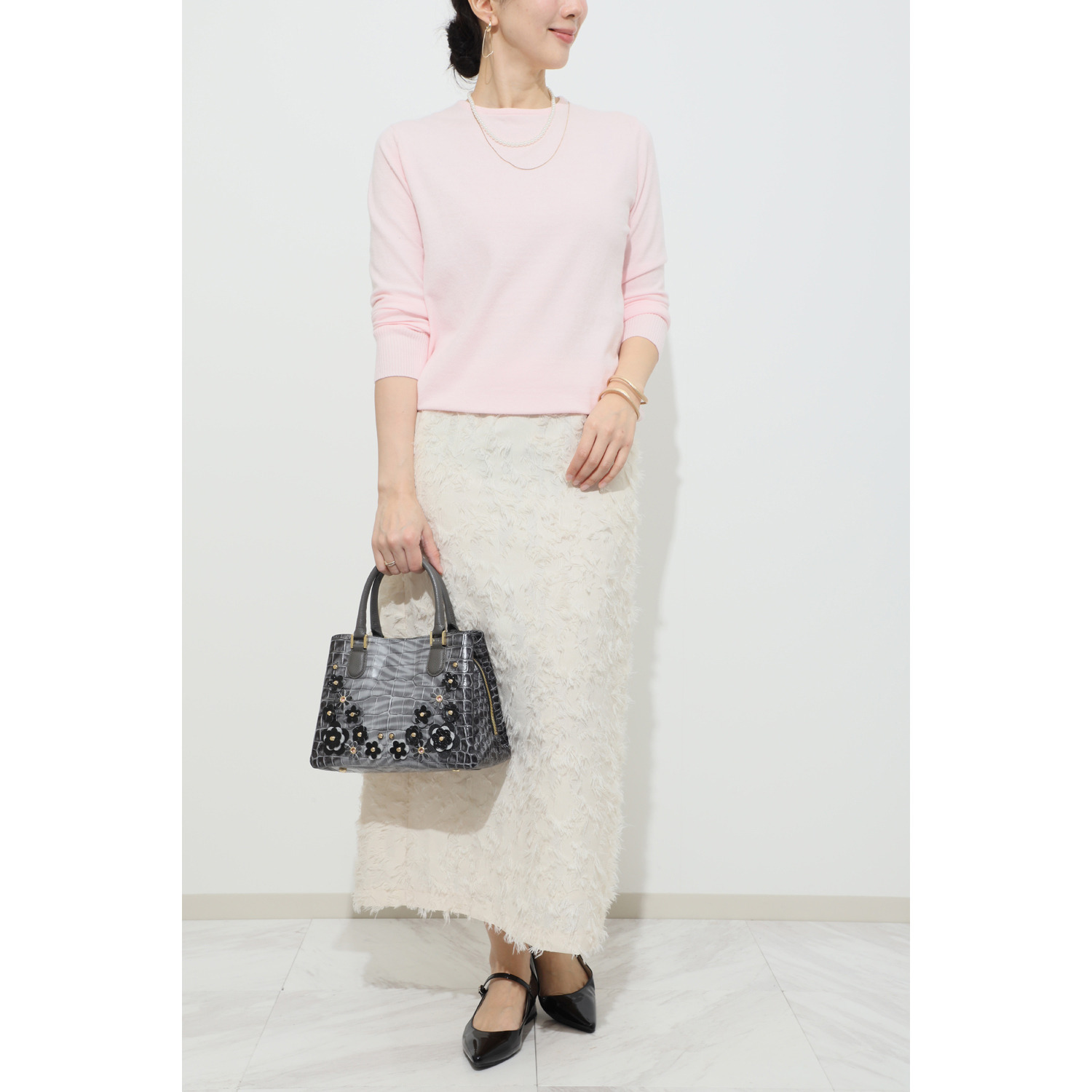 レザージュエルズ ギャレリア　ココリュクス イタリアンレザー ゼブラプリント フラワーモティーフ ２ウェイバッグ