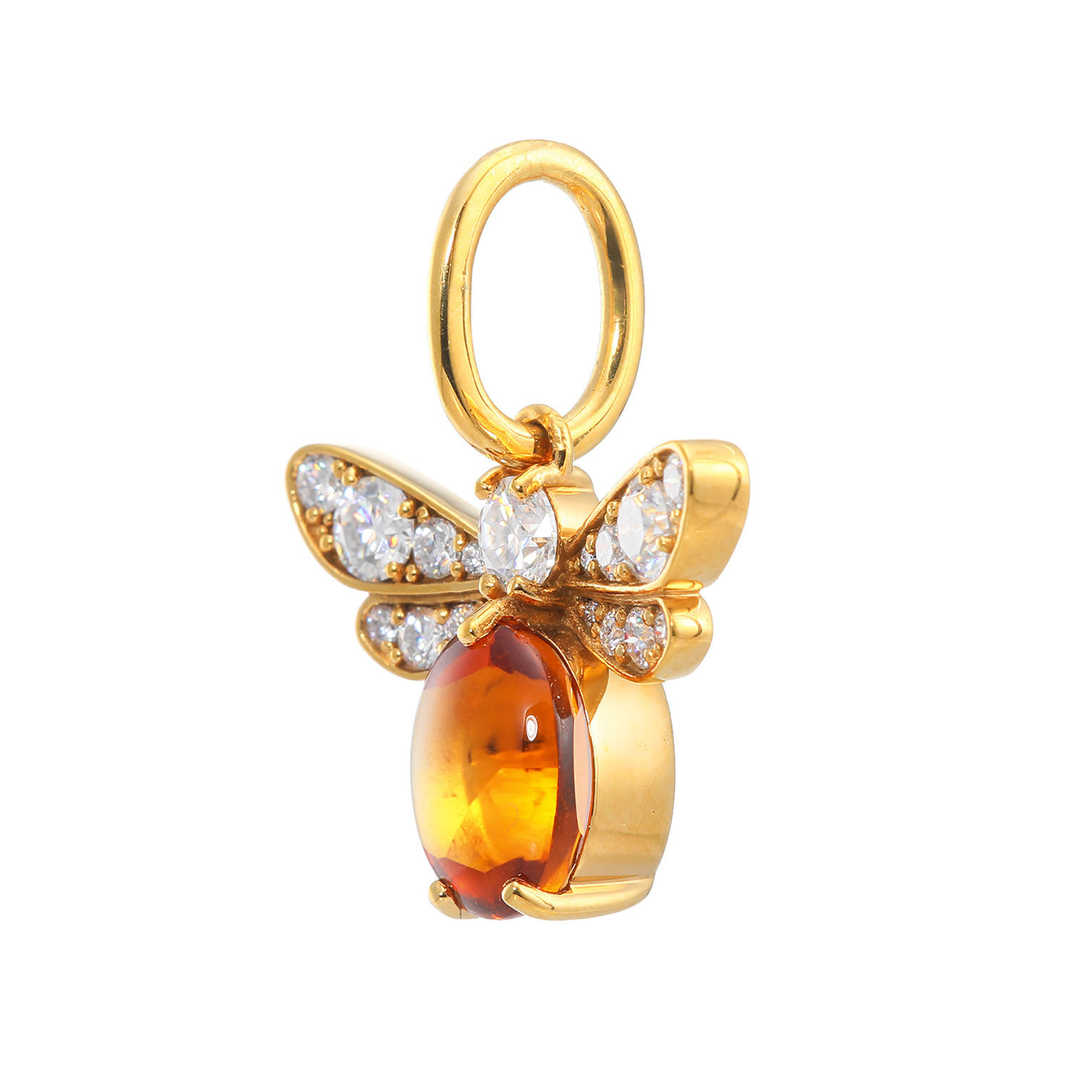 クランティーク シトリン＆モアサナイト 幸運の象徴 ミツバチモティーフ ペンダントトップ