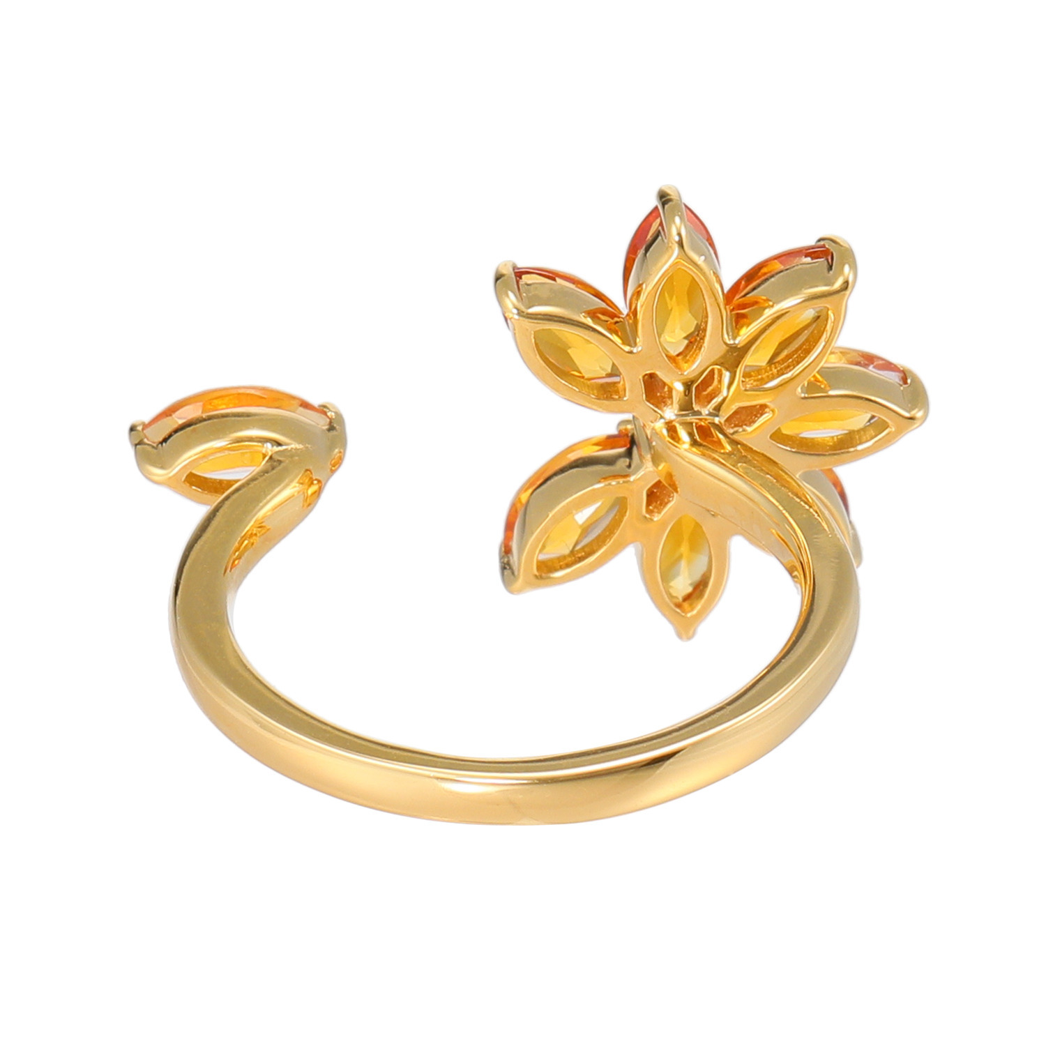 クランティーク シトリン＆モアサナイト 華やぎリーフリング