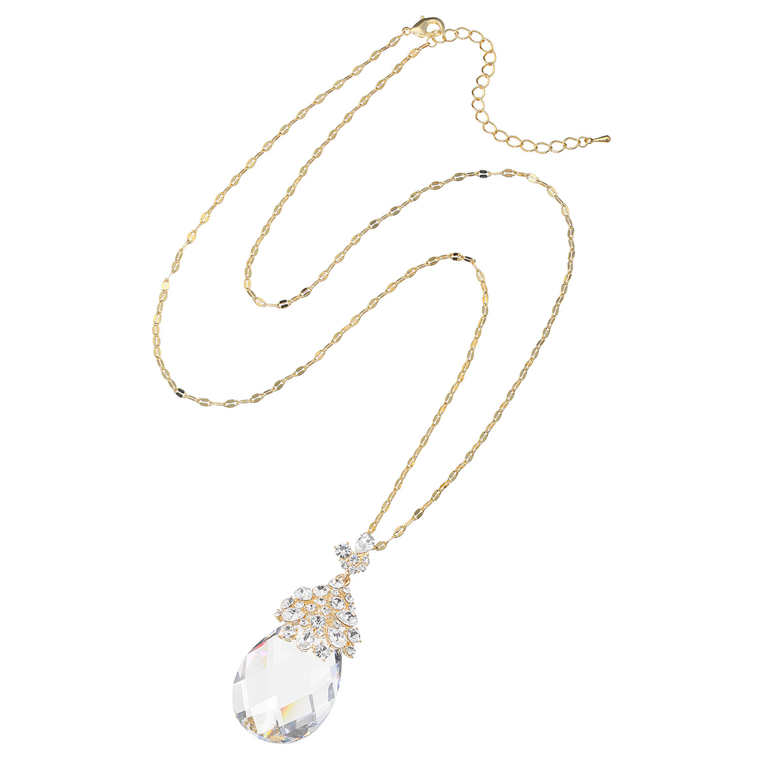 ユキコ　ハナイ プレシオサ社製 クリスタルガラス エレガントノーブル ロングペンダント