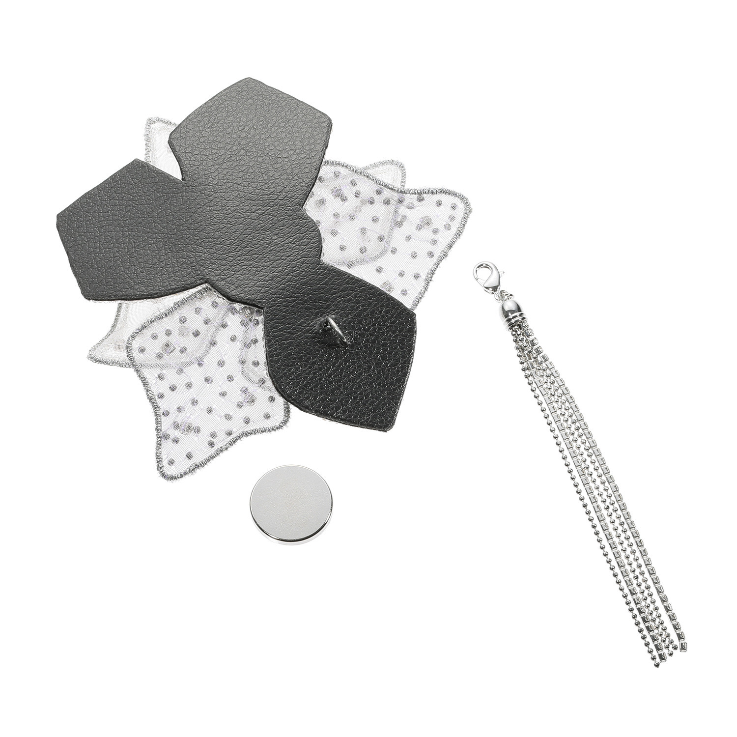 ユキコ　ハナイ エレガント スパンコールビジュウ フラワー マグネットブローチ